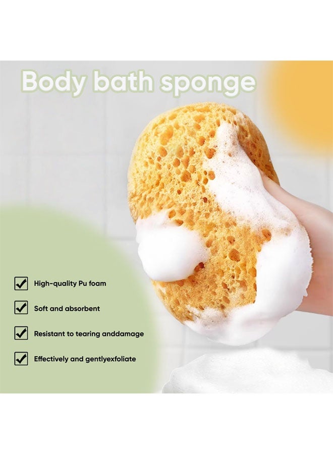 قطعتان من إسفنجات الاستحمام للجسم للبالغين، إسفنجة استحمام كبيرة للنساء والرجال، إسفنجة طبيعية ناعمة على شكل قرص العسل، إسفنجات استحمام للجسم لتقشير البشرة وتنظيفها بعمق، مناسبة للبشرة الحساسة - Image 3